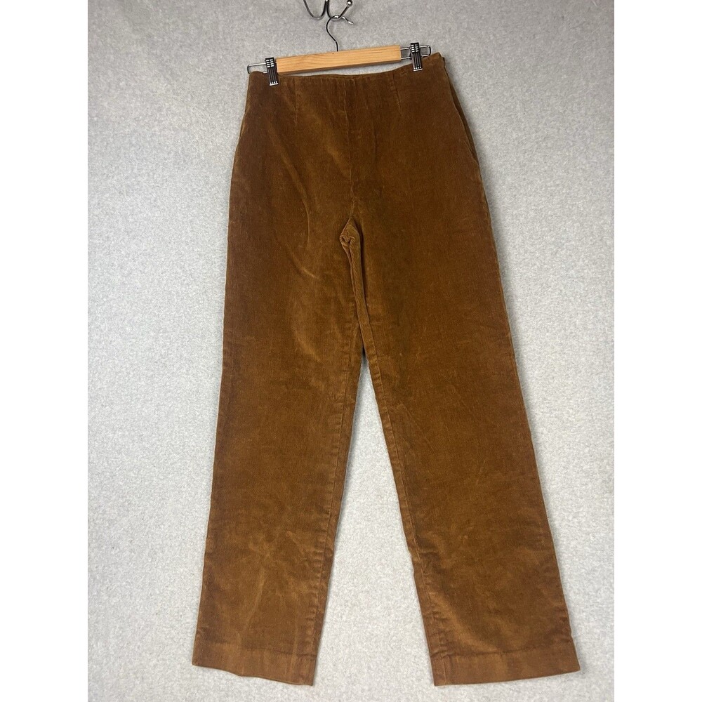 LL Bean Brown Corduroy High Waist Mom Slacks Pants Side Zip Size 10 VTG